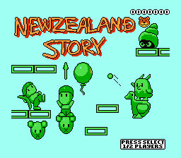 The New Zealand Story title screen for NES