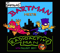 The Simpsons Bartman Meets Radioactive Man title screen for NES