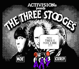 The Three Stooges title screen for NES