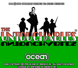 The Untouchables title screen for NES