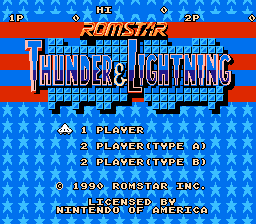 Thunder and Lightning title screen for NES