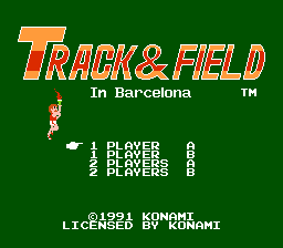 Track and Field  title screen for NES