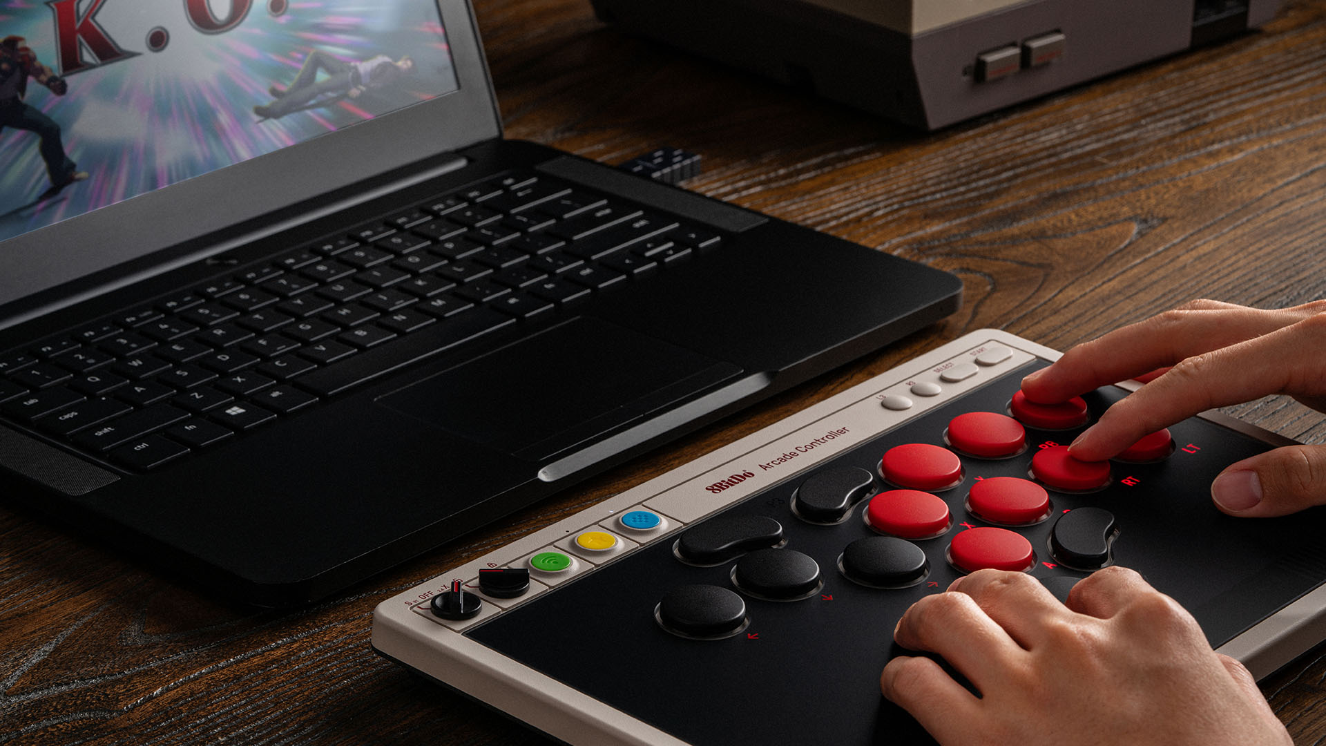 8BitDo All-Button Arcade Controller box art for Nintendo Switch