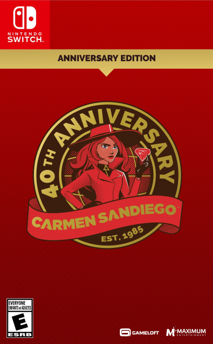 Carmen Sandiego 40th Anniversary Edition box art for Nintendo Switch