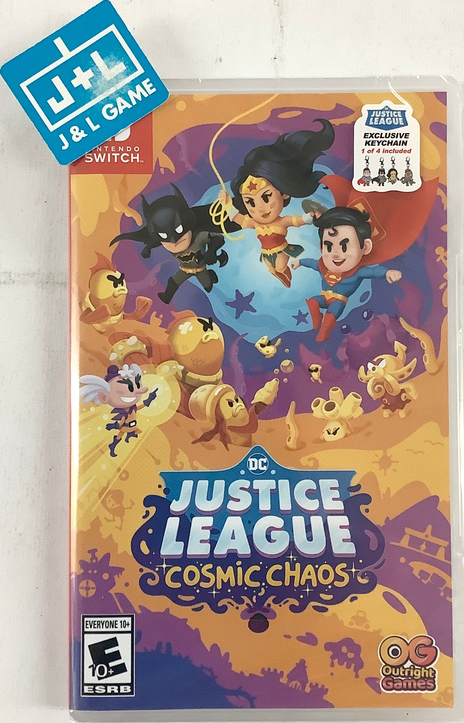 DC's Justice League Cosmic Chaos box art for Nintendo Switch