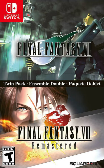 Final Fantasy VII & Final Fantasy VIII Remastered Twin Pack box art for Nintendo Switch
