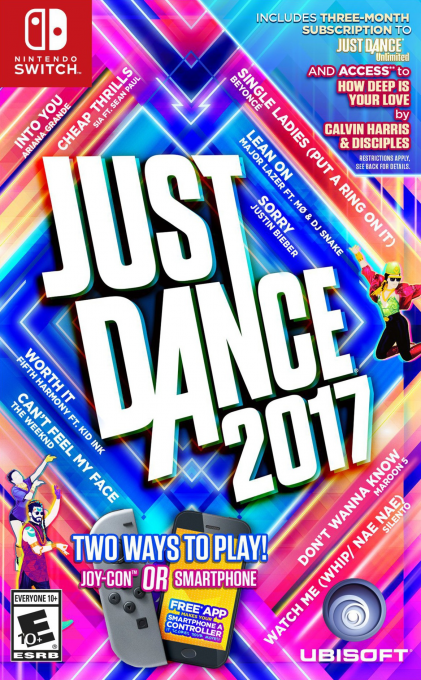 Just Dance 2017 box art for Nintendo Switch