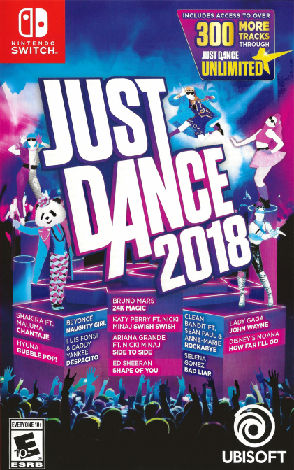 Just Dance 2018 box art for Nintendo Switch