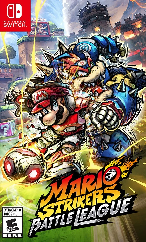 Mario Strikers: Battle League box art for Nintendo Switch