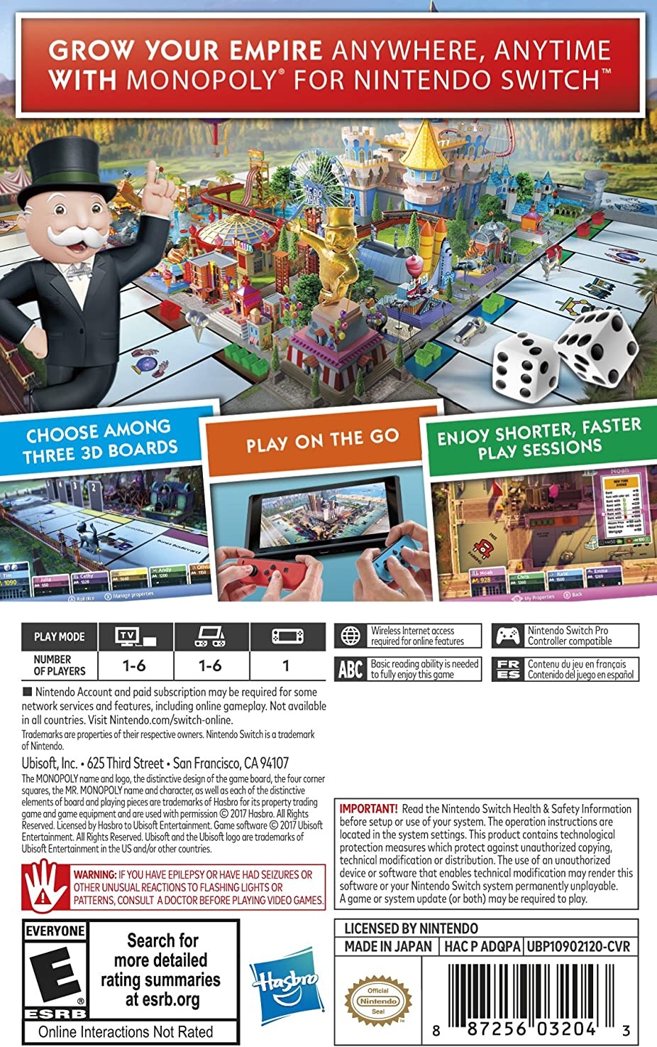 Monopoly box art for Nintendo Switch