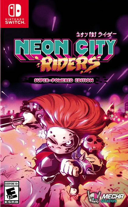 Neon City Riders Super-Powered Edition box art for Nintendo Switch