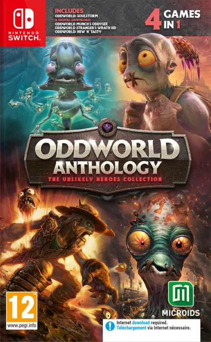 Oddworld Anthology: The Unlikely Heroes Collection box art for Nintendo Switch