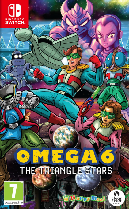 Omega 6: The Triangle Stars box art for Nintendo Switch