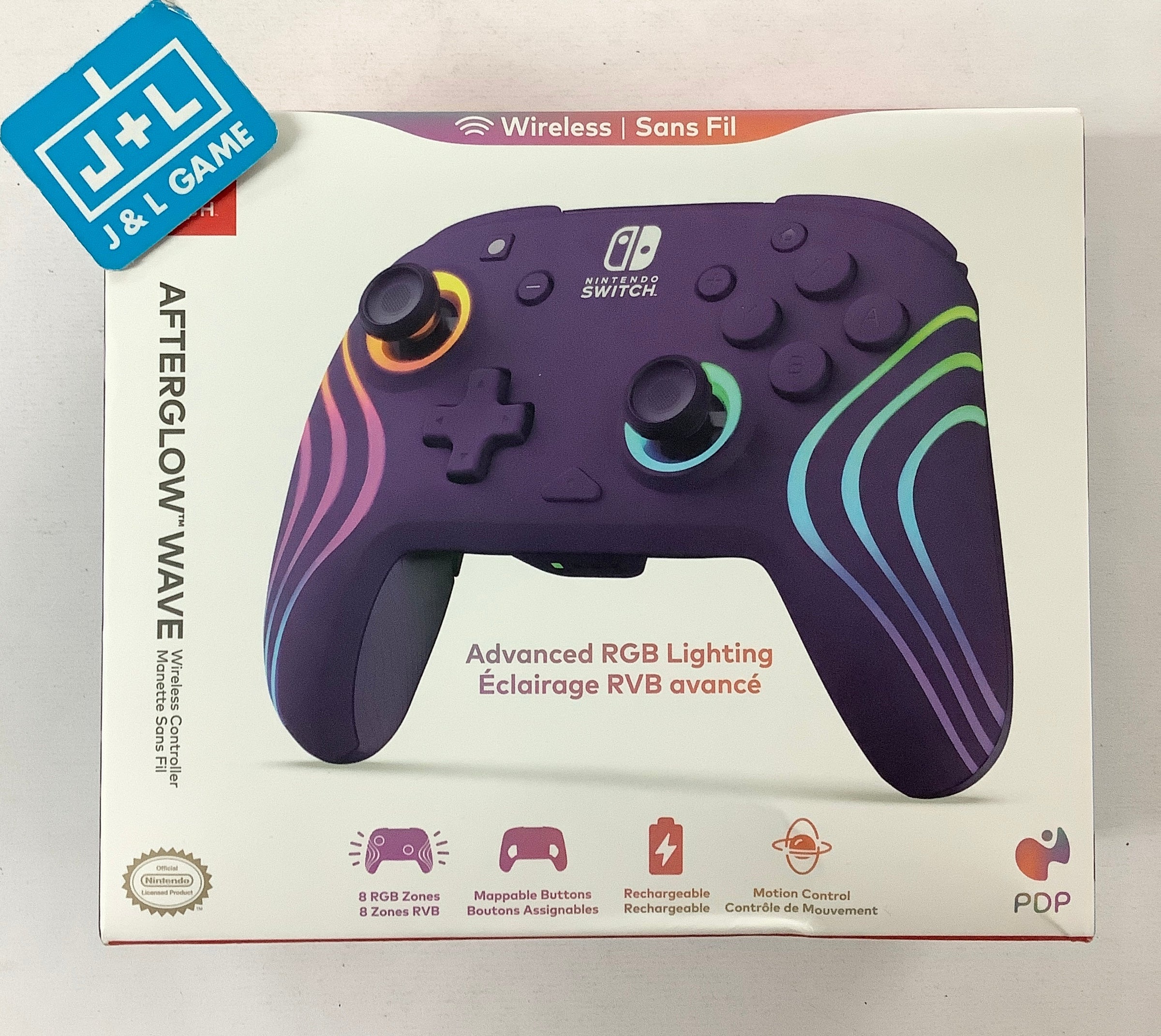 PDP Afterglow Wave Wireless Controller box art for Nintendo Switch