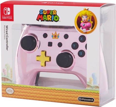 PowerA Enhanced Wired Controller Princess Peach box art for Nintendo Switch
