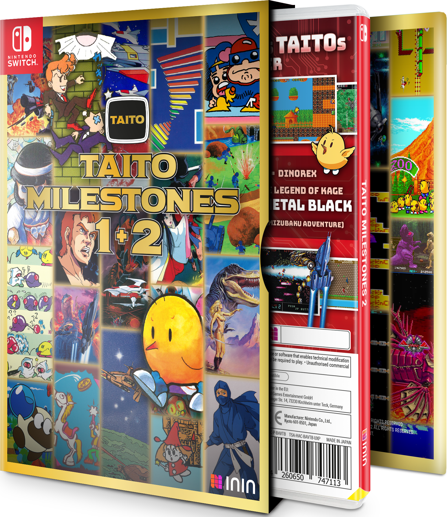 Taito Milestones 1 & 2 box art for Nintendo Switch
