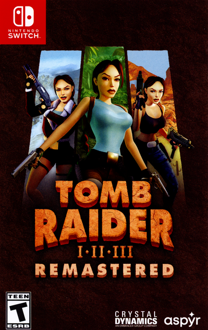 Tomb Raider I-III Remastered box art for Nintendo Switch
