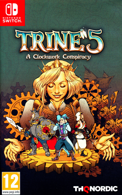 Trine 5: A Clockwork Conspiracy box art for Nintendo Switch
