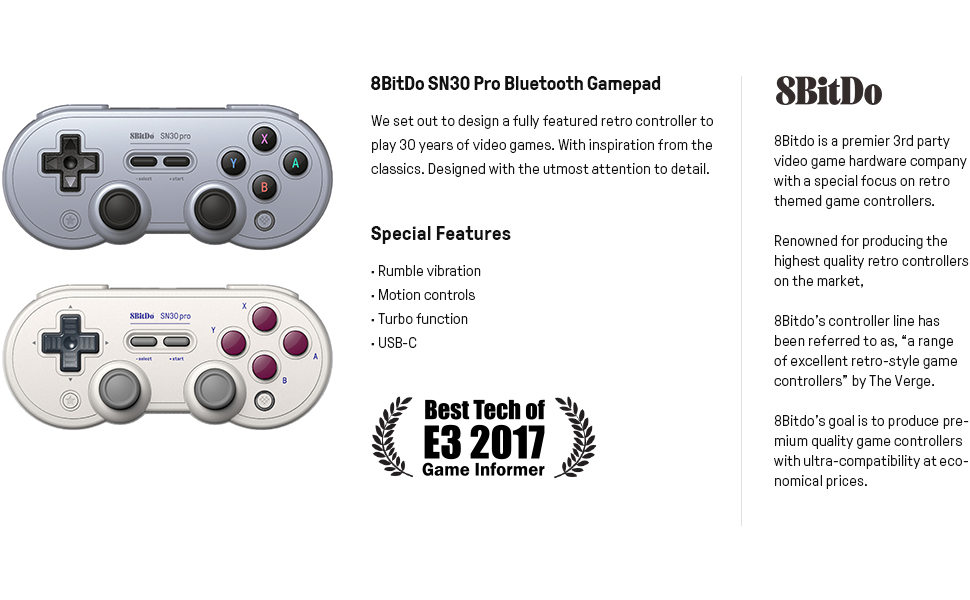 8BitDo SN30 Pro+ title screen for Nintendo Switch