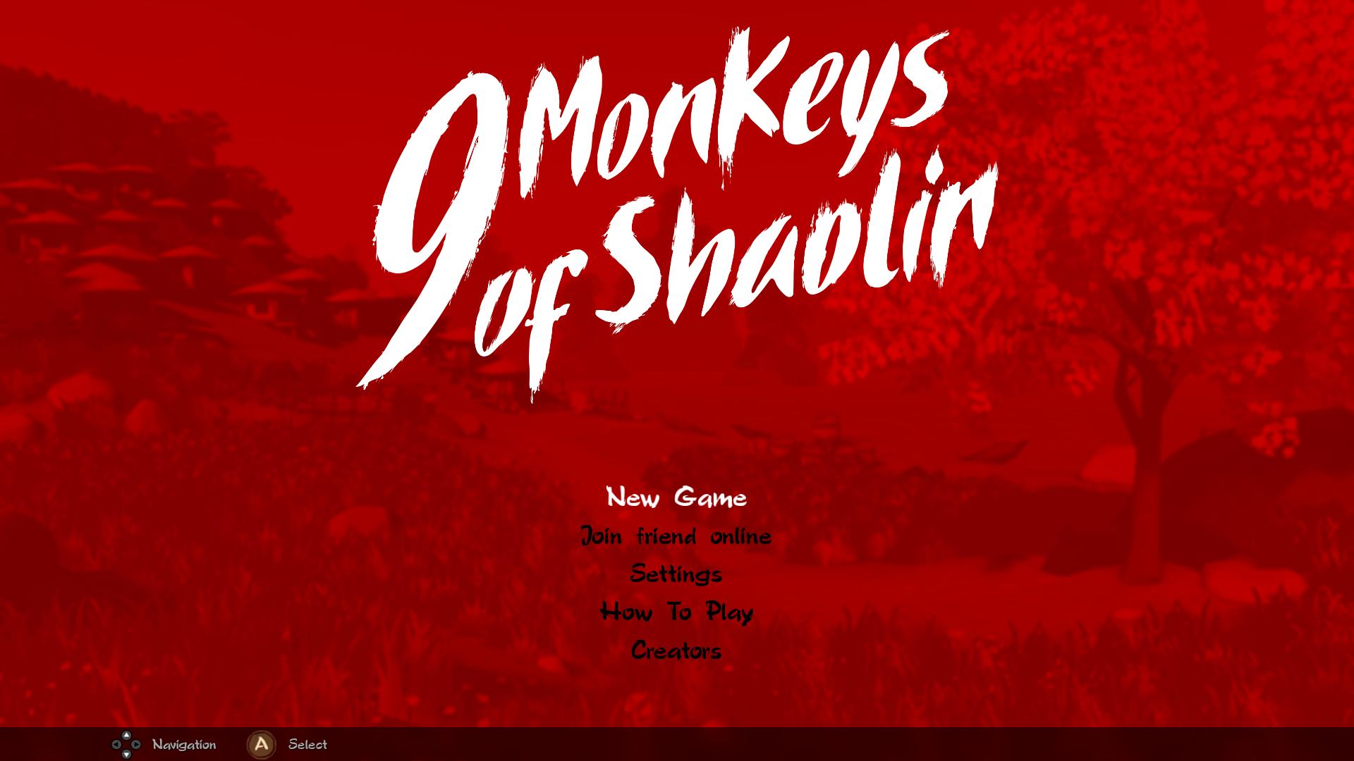 9 Monkeys of Shaolin title screen for Nintendo Switch