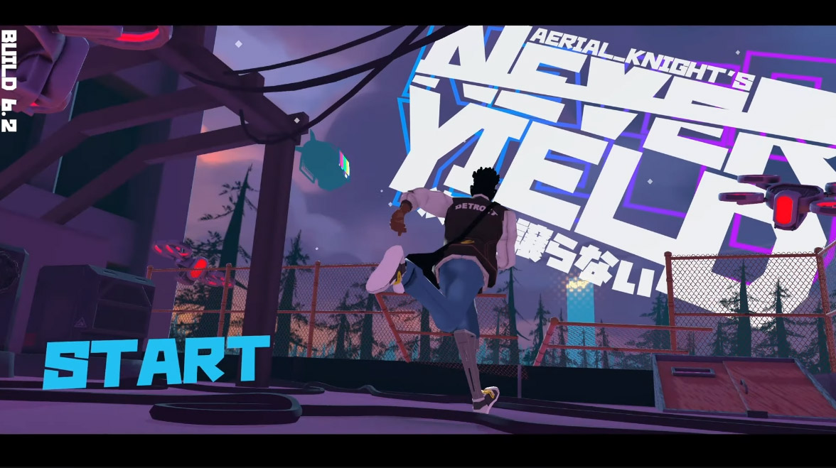 Aerial Knight's Never Yield title screen for Nintendo Switch