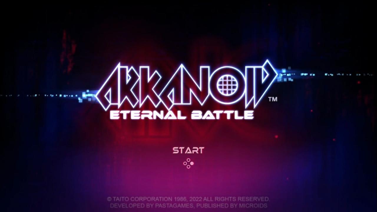 Arkanoid Eternal Battle title screen for Nintendo Switch