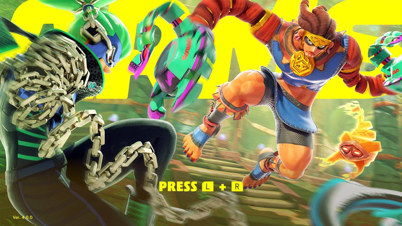 ARMS title screen for Nintendo Switch