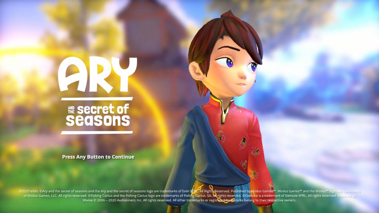 Ary and the Secret of Seasons title screen for Nintendo Switch