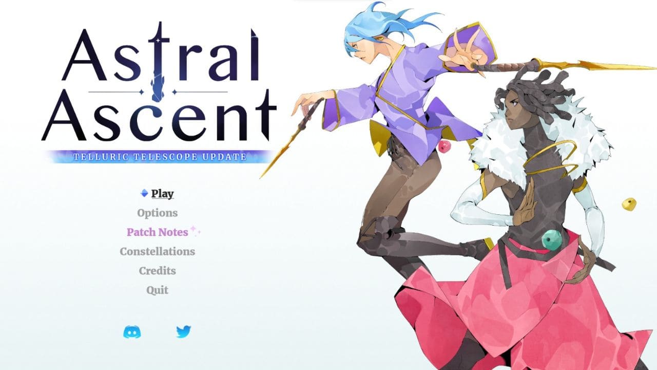 Astral Ascent title screen for Nintendo Switch