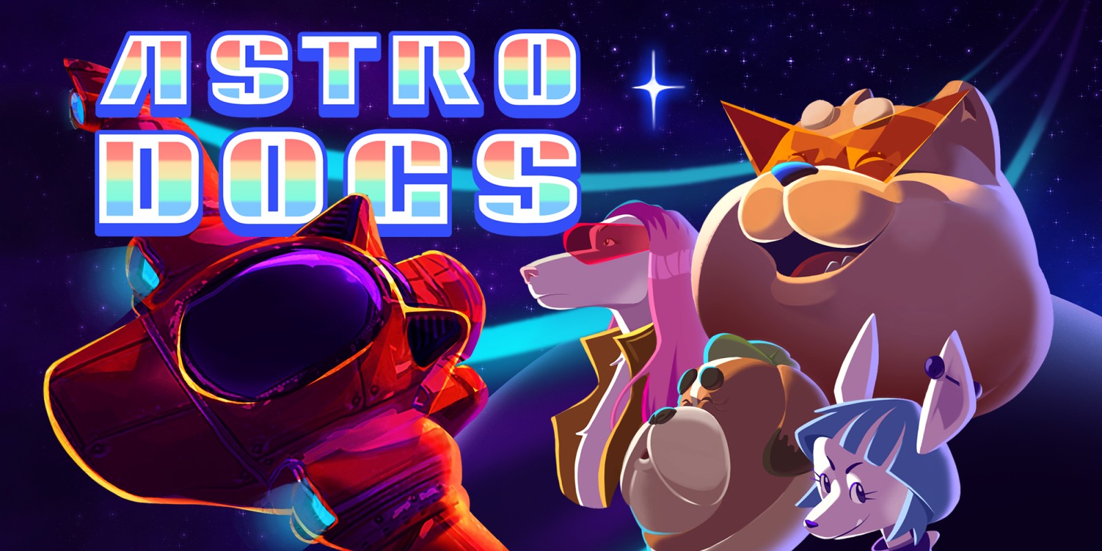 Astrodogs title screen for Nintendo Switch