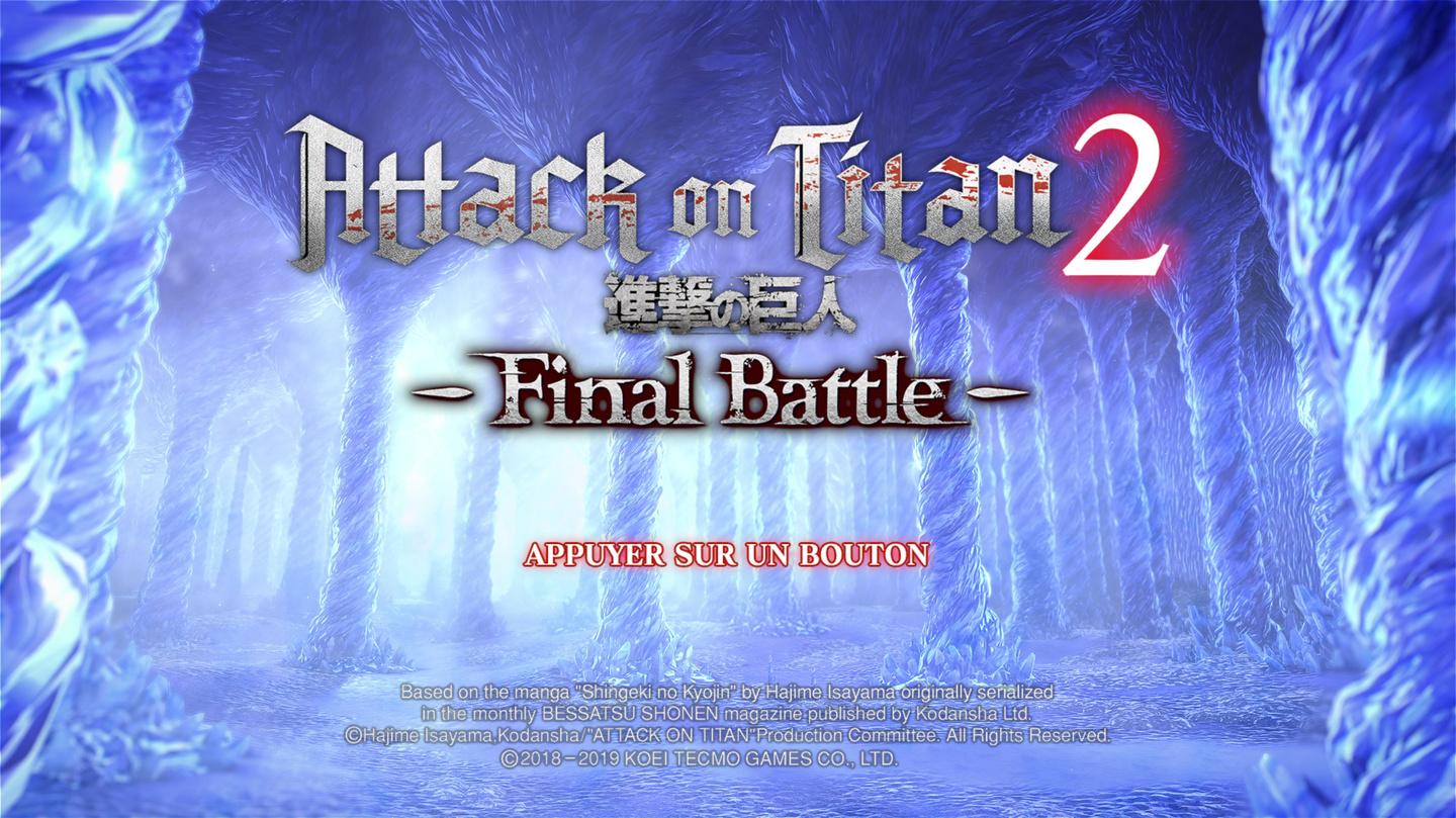 Attack on Titan 2: Final Battle title screen for Nintendo Switch