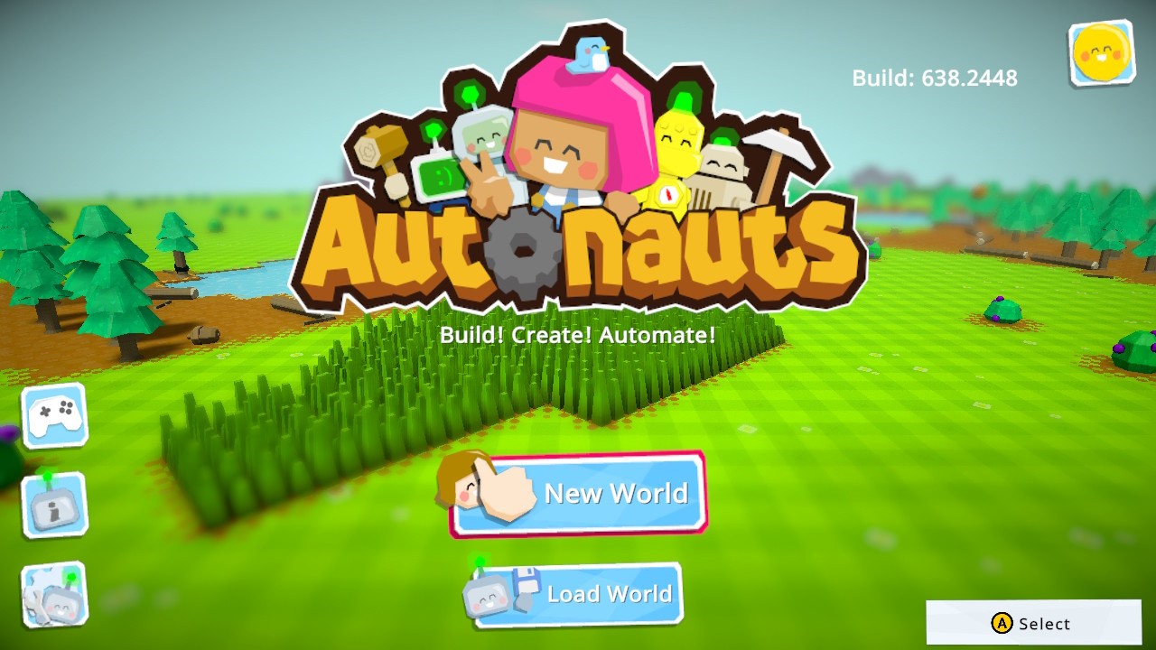 Autonauts title screen for Nintendo Switch