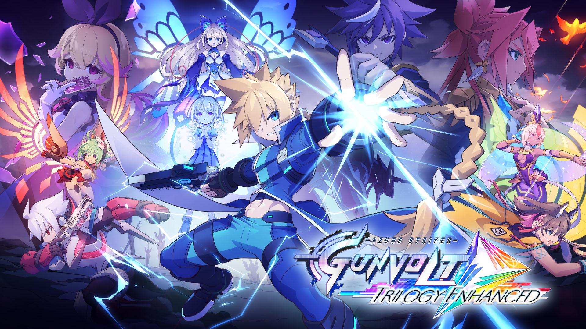 Azure Striker Gunvolt 3 title screen for Nintendo Switch
