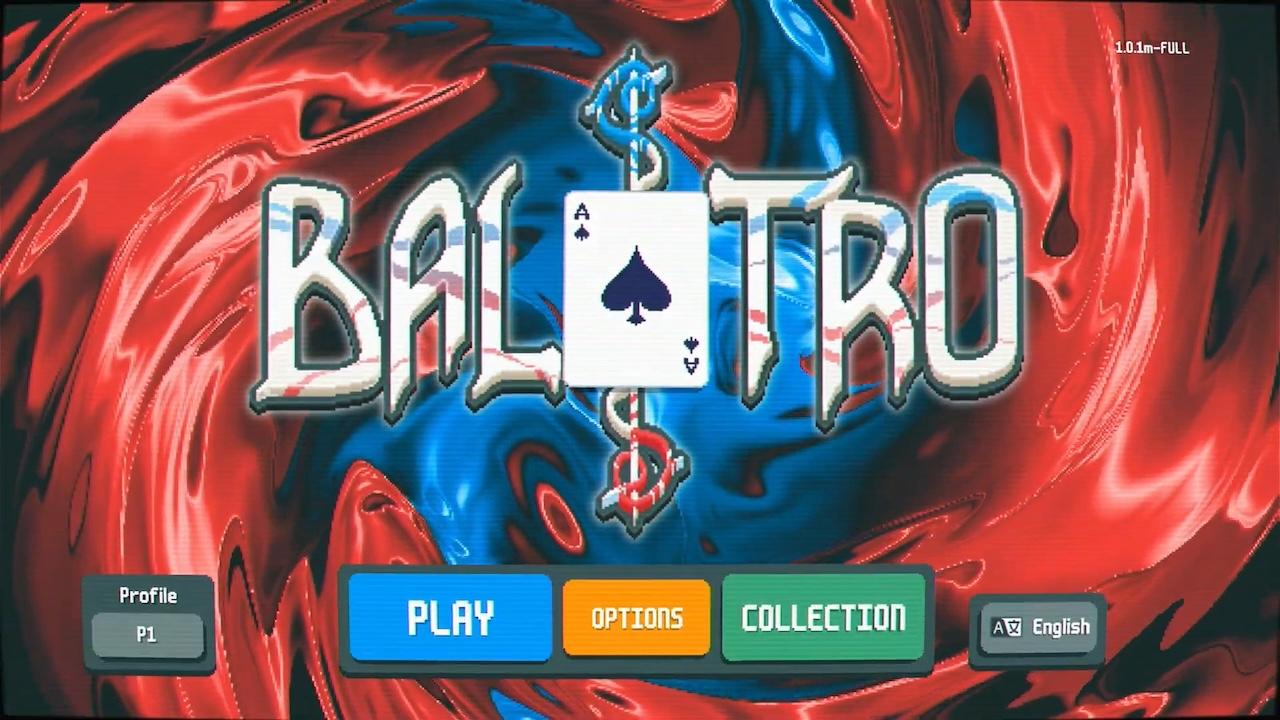 Balatro title screen for Nintendo Switch