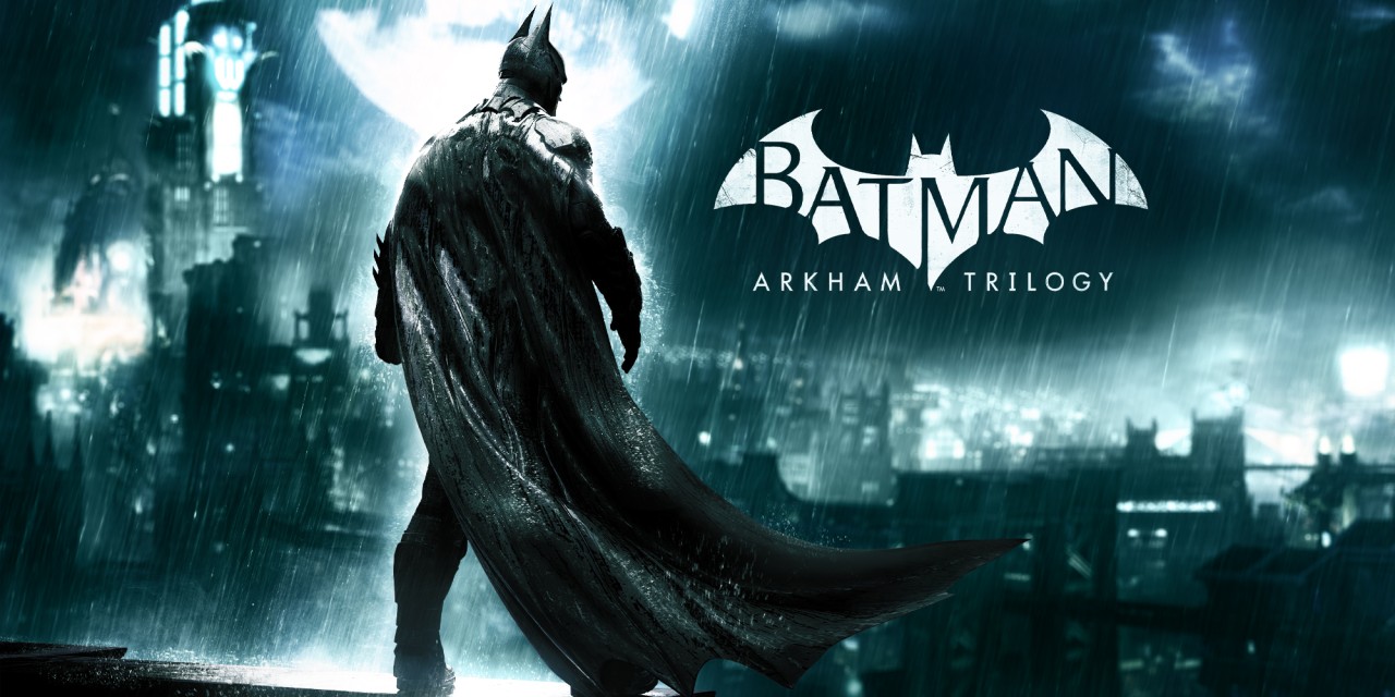 Batman: Arkham Trilogy title screen for Nintendo Switch