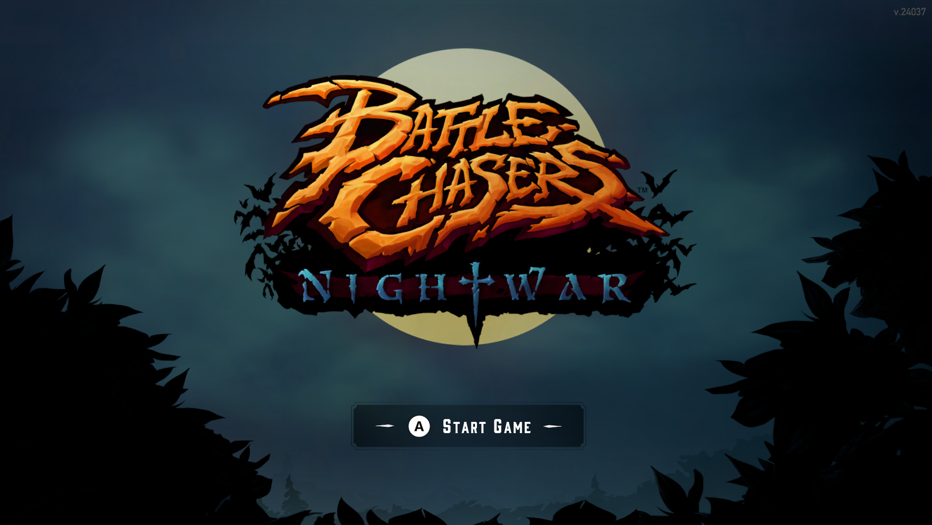 Battle Chasers Nightwar title screen for Nintendo Switch