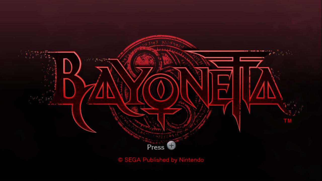Bayonetta title screen for Nintendo Switch