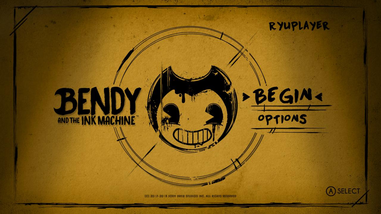 Bendy and the Ink Machine title screen for Nintendo Switch