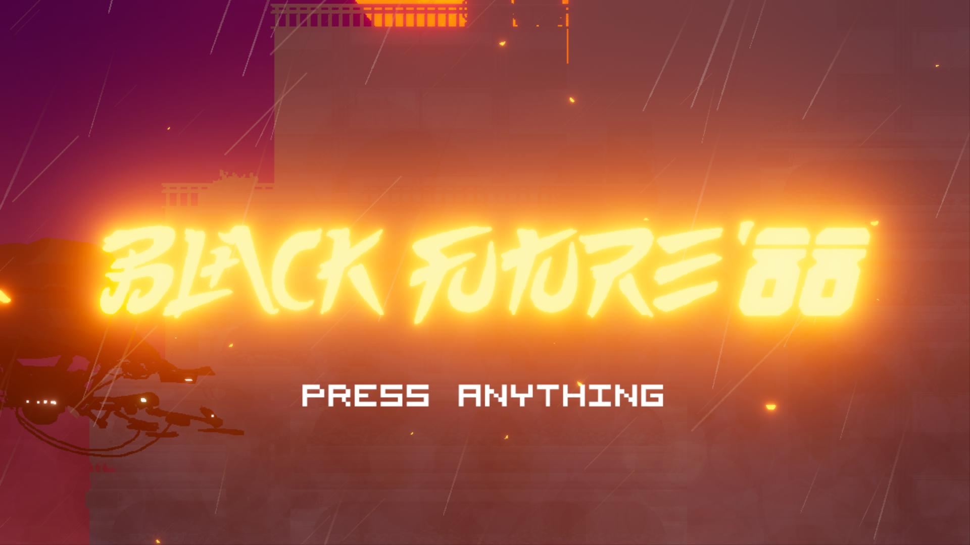Black Future ‘88 title screen for Nintendo Switch
