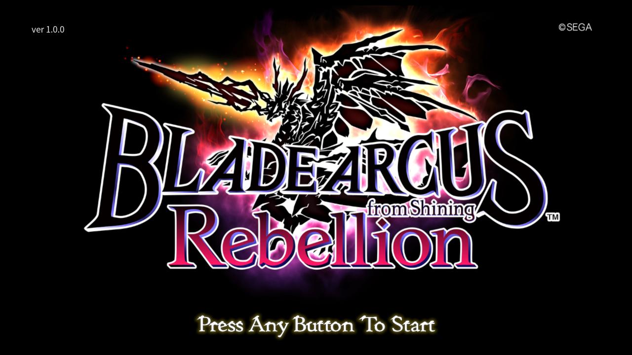 Blade Arcus Rebellion from Shining title screen for Nintendo Switch