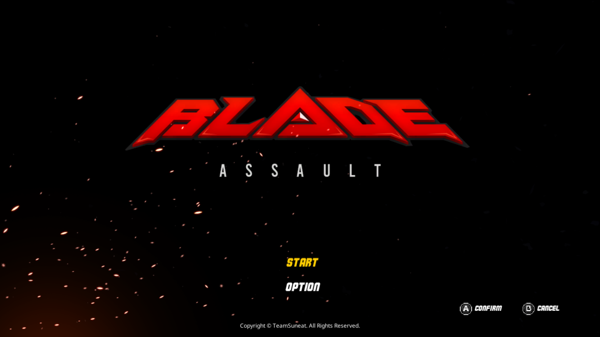 Blade Assault title screen for Nintendo Switch
