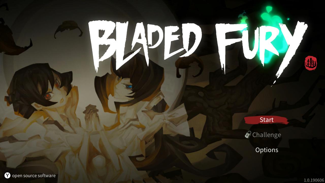 Bladed Fury title screen for Nintendo Switch