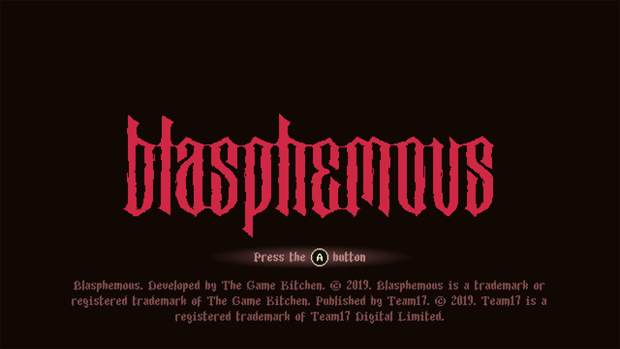 Blasphemous title screen for Nintendo Switch