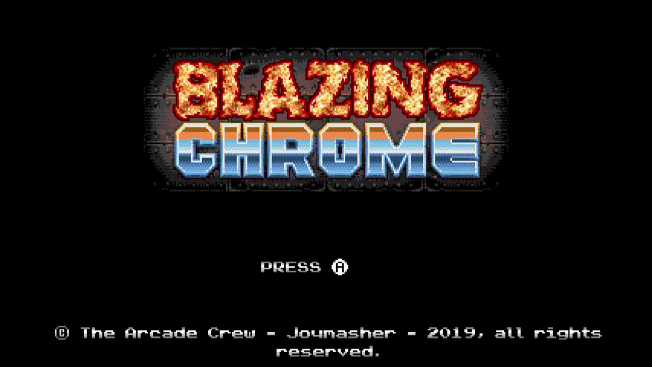 Blazing Chrome title screen for Nintendo Switch