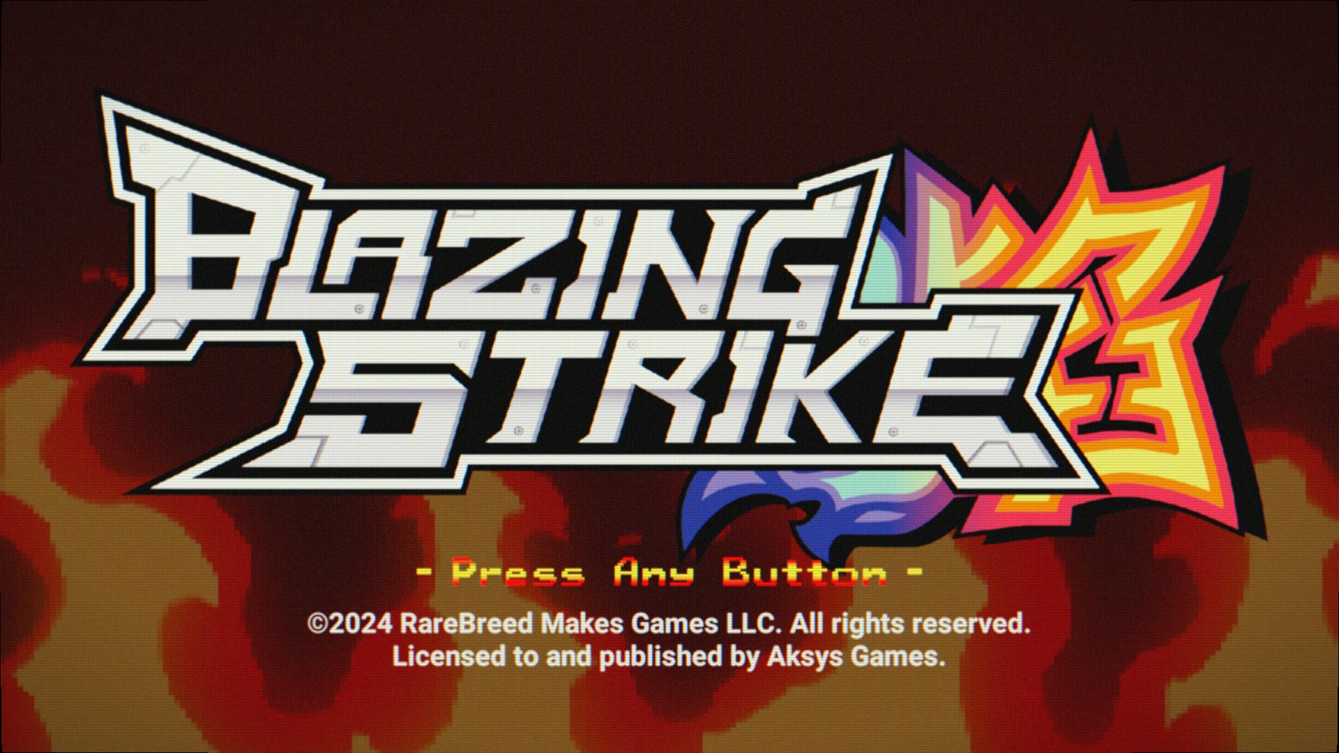 Blazing Strike title screen for Nintendo Switch