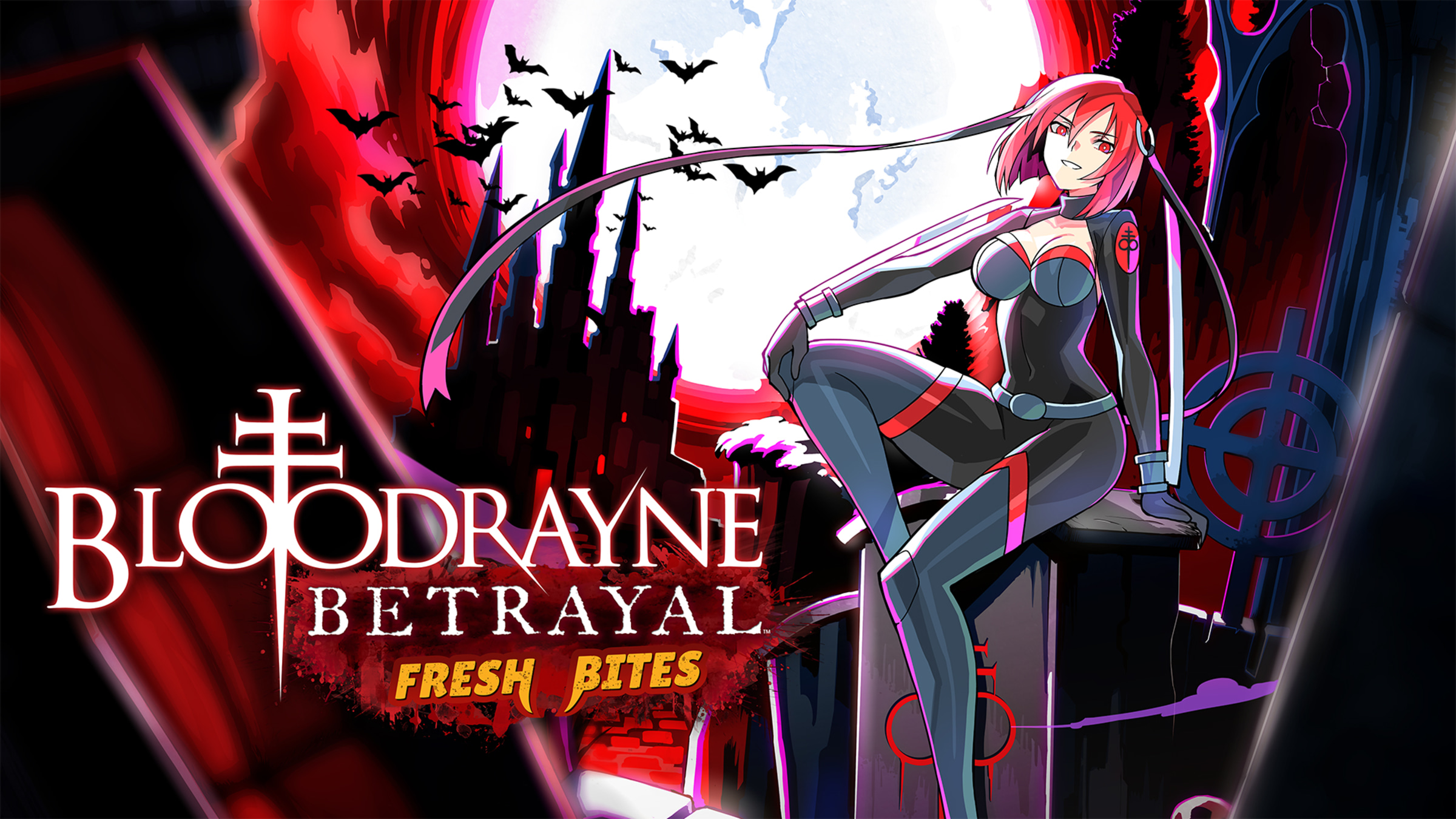 Bloodrayne Betrayal: Fresh Bites title screen for Nintendo Switch