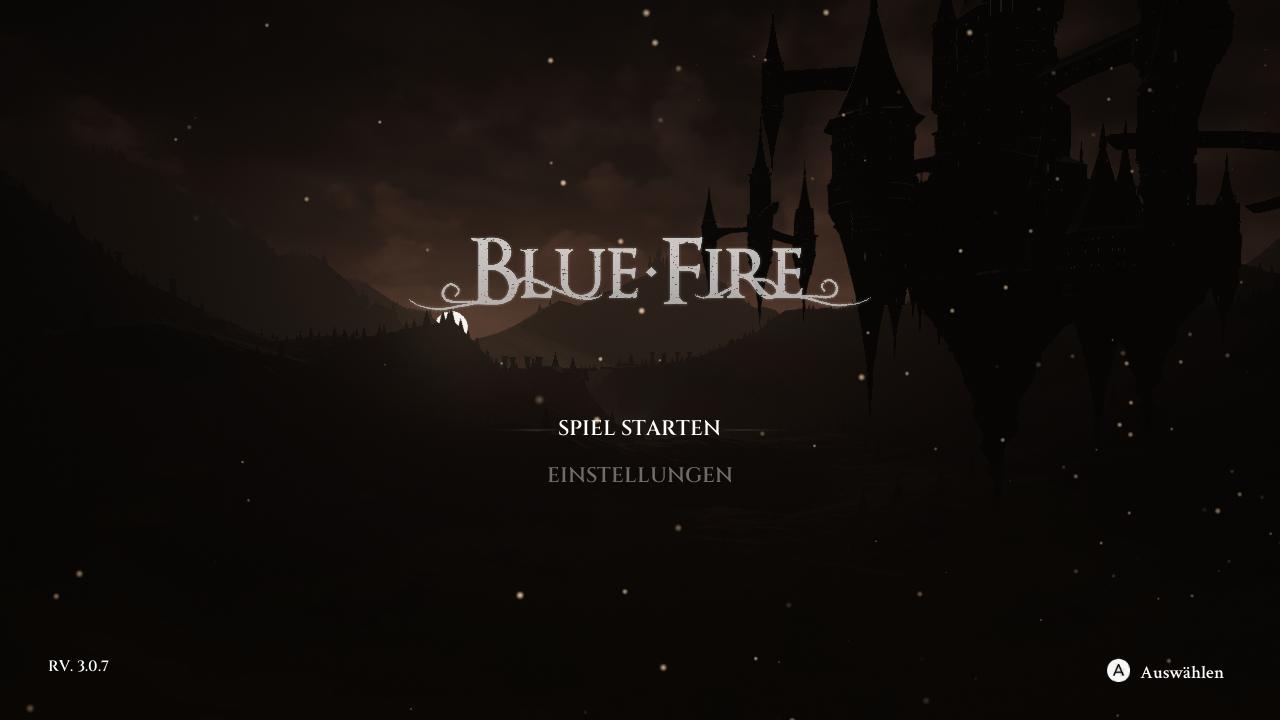 Blue Fire title screen for Nintendo Switch