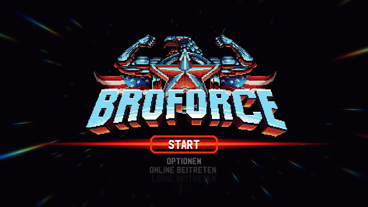 Broforce title screen for Nintendo Switch