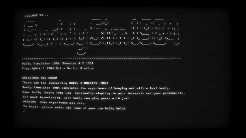 Buddy Simulator 1984 title screen for Nintendo Switch