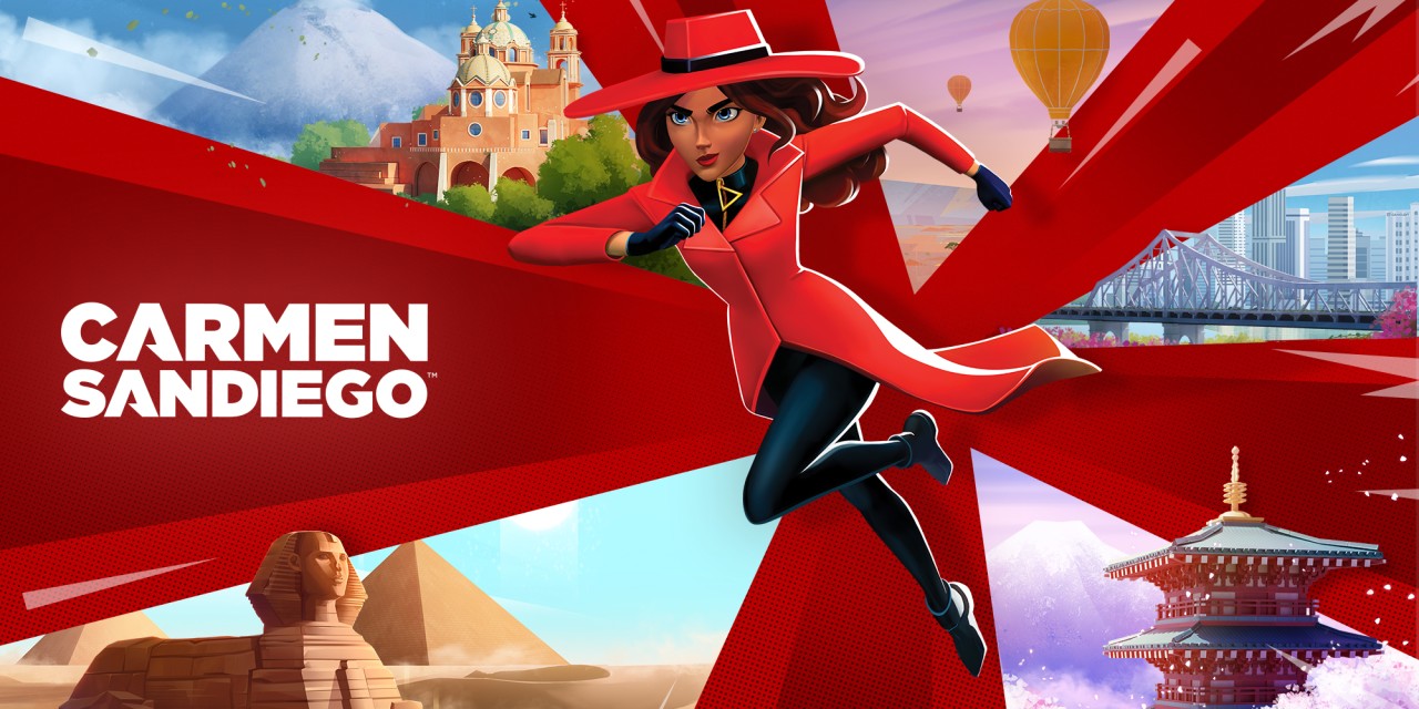 Carmen Sandiego 40th Anniversary Edition title screen for Nintendo Switch